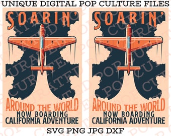 Soarin Around The World Niestandardowy plik SVG WDW Condor Flats California Adventure Airplane Ride