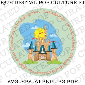 Walt Quote Laughter Imagination Core Memory Inside Out Princess Castle Once In A Lifetime Vacation Trip Family Time Warm and Fuzzy SVG