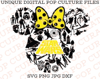 Classic Color Minnie Mouse Ears Star Wars Collage Galaxy's Edge Princess Leia California Orlando WDW SVG Custom File