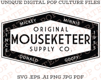 Mousketeer SVG Cricut Design Mickey Mouse Club Orlando Anaheim Donald Duck Goofy Pluto Minnie Mouse Daisy Duck Personaje de dibujos animados Archivo SVG