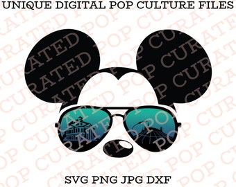 Mickey Mouse Gafas de sol Mansión embrujada Foolish Mortals Halloween Espacio Montaña Cohete Espacio exterior Star Tours Parque de atracciones Paseo Archivo SVG