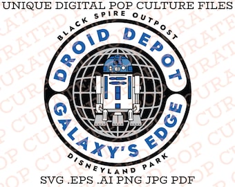 Droid Depot R2D2 Astromech Luke Skywalker Outer Space Galaxy's Edge SVG Custom File C3PO BB8 Rey Finn Poe Dameron Luke Leia Han Solo Falcon