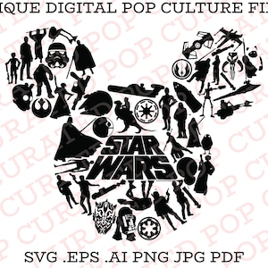 Star Wars Mickey Mouse Ears Collage Amusement Park California Orlando WDW SVG Custom File
