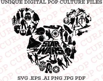 Star Wars Mickey Mouse Ohren Collage Vergnügungspark Kalifornien Orlando WDW SVG Custom File