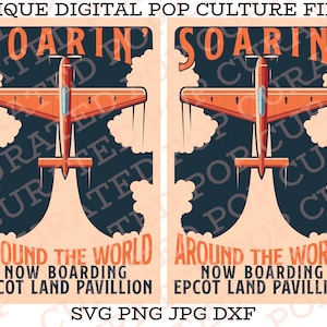 Airplane Soarin Around the World Airplane 3D Ride Immersive Flying Epcot Living With The Land Pavilion Amusement Park Attraction SVG File