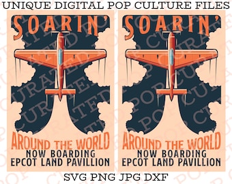 Samolot Soarin dookoła świata Samolot 3D Ride Wciągający lot Epcot Życie z lądem Pawilon Atrakcja parku rozrywki Plik SVG