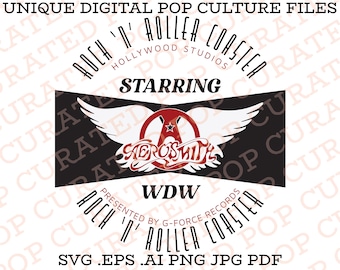 Rock N Roller Coaster Starring Aerosmith Guitar Steven Tyler G Force Records Limo Ride Lead Singer Hollywood Studios Best Selling SVG Cricut