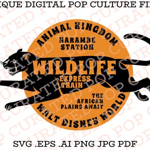 Wildlife Express Train Animal Kingdom WDW Zoo Amusement Park Harambe Wildlife Refuge Gorilla Monkey Elephant Wildlife Preserve Tropical SVG