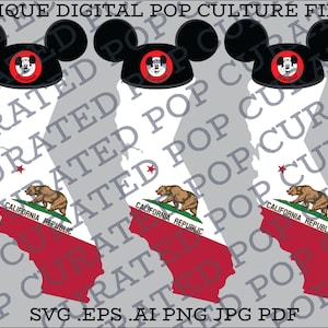 California West Coast Best Coast Beach Golden State Los Angeles San Fransokyo Mickey Ears State flag Minnie Mouse Cali Custom SVG Shirt File