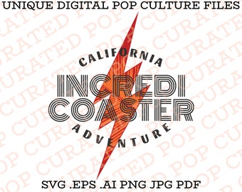 Incredicoaster The Incredibles Pixar Roller Coaster Ride Elastigirl Violet Dash Jack Jack Edna Mode Frozone California Adventure SVG File