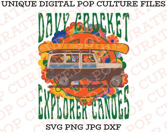 1970's Psychedelic Davy Crockett Explorer Canoes Music Poster Frontierland Pirates Adventure Nature SVG Custom File