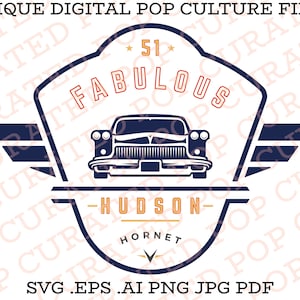 Fabulous Hudson Hornet Cars Movie Pixar Route 66 Racing Hotrod Classic Car Horsepower Engine High Speed WDW Amusement Park Movie File SVG