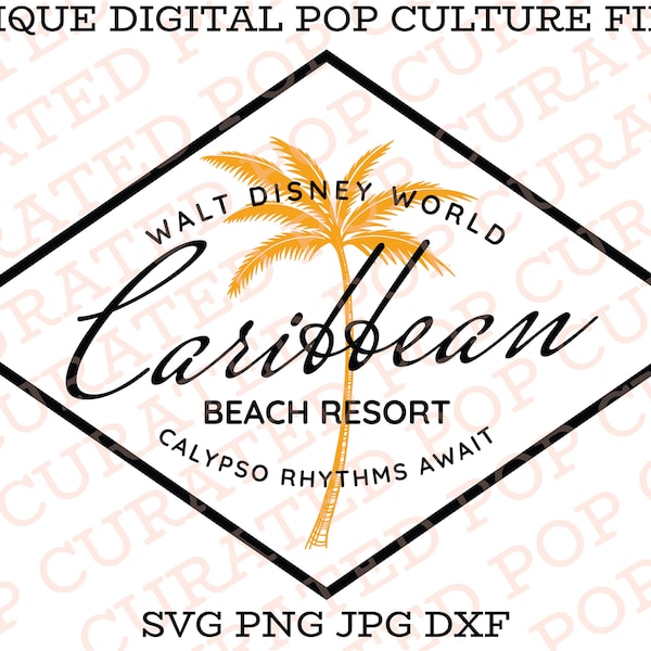 Caribbean Beach Resort Hotel Tropical Island Barbados Pacific Rim Getaway Paradise Orlando Florida Family Vacation Magic Kingdom Custom SVG