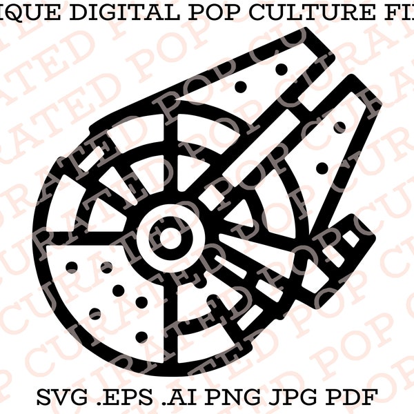 Millenium Falcon Minimalist Modern Star Wars Icon Cricut SVG Project