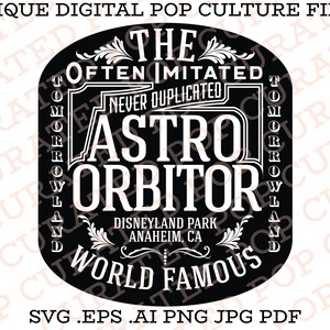 Retro Vintage Astro Orbiter Tomorrowland Flying Rocket Ride Space Mountain Amusement Park Retro Futurism SVG File