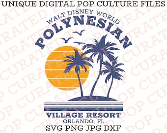 Polynesia Resort Village Resort Tropical Beach Hawaii Pacific Rim Island Orlando Florida Mickey Mouse Magic Kingdom Custom SVG