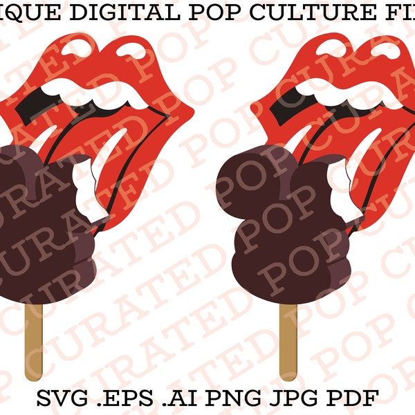 Eis Shirt Mickey Mouse Snacks Churro Popcorn Candy Brezel Rolling Stones Zunge lecken Rock n Roll Custom SVG File