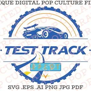 Test Track Racing Competition Futuristic Speed Sports Car Orlando Florida Epcot World of Motion Pavilion Race Car Custom File SVG