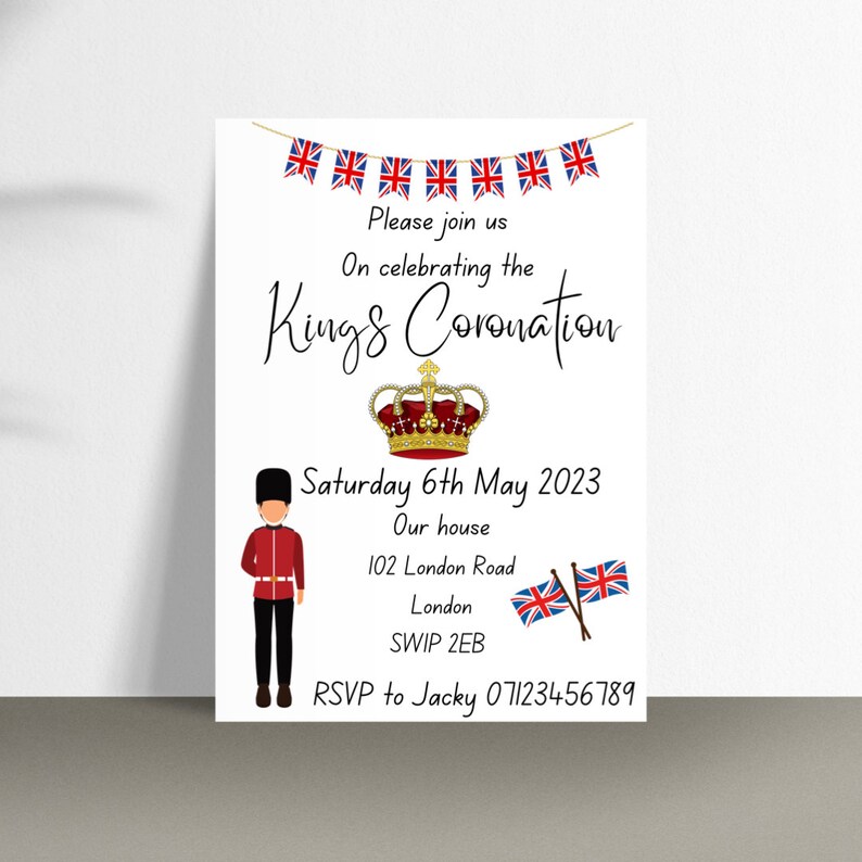 Kings Coronation Invitation King Charles III Personalised Etsy UK