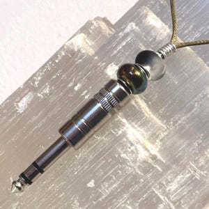 Music Pendant  -  DJ / Guitarist / Drummer / Musician - Jewellery - Black, Grey, Silver toned alternative gift.