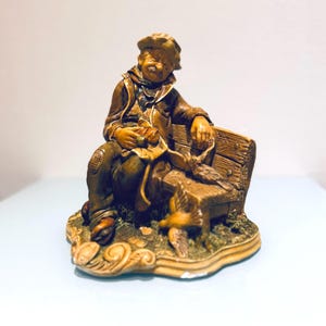 Vintage Naturecraft Steingut Figur: Handbemalte &quot;&quot;Feathered Friends&quot;&quot; Statue