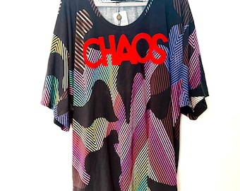 Vivienne Westwood Anglomania Chaos Print T-shirtjurk - XL - Britse vintage kleding - Damesmodeontwerper