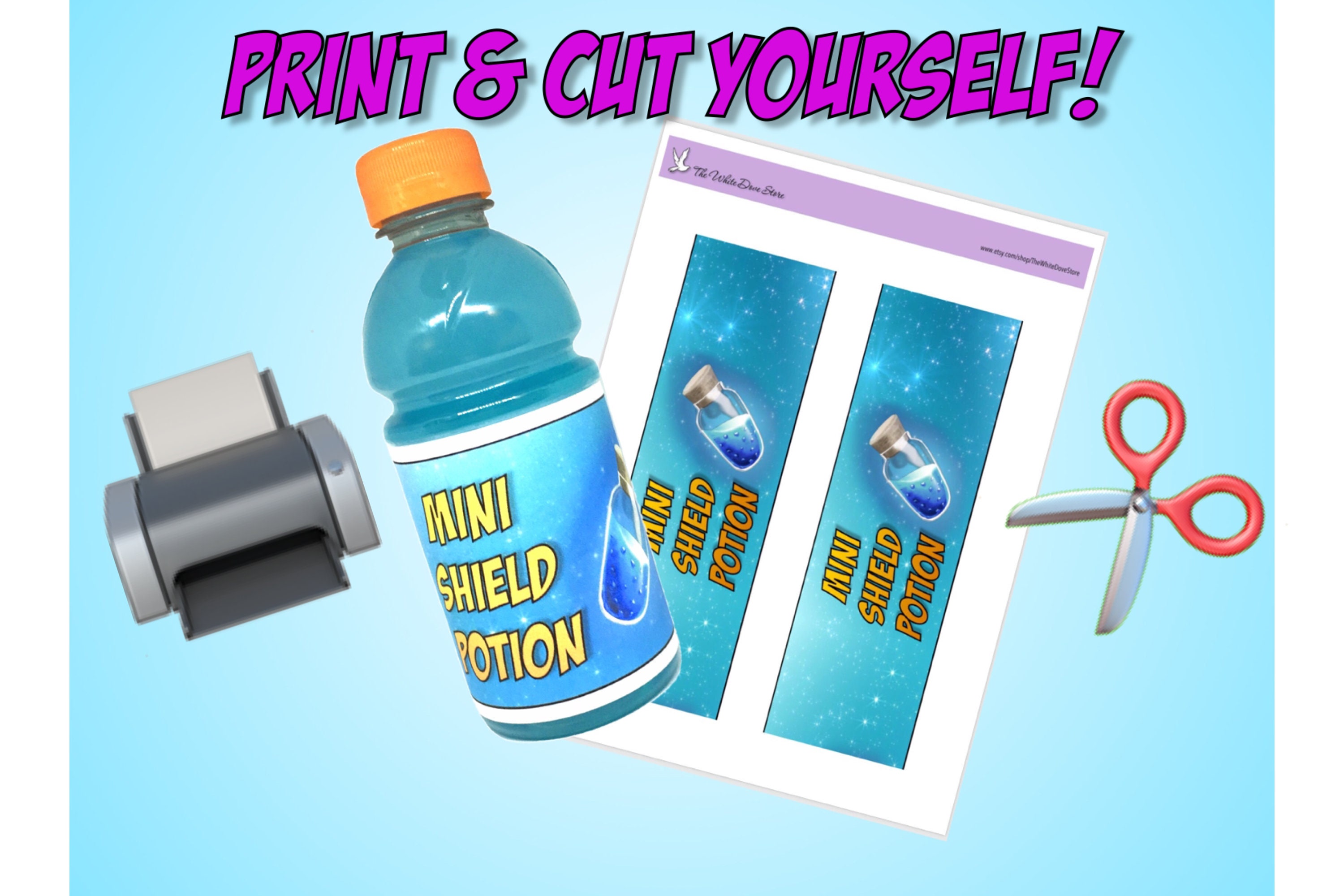 Fortnite Birthday Mini Shield Potion Drink Label DIY | Etsy - 3000 x 2000 jpeg 422kB