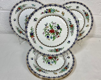 7 PC Set of ANTIQUE by Adderley Bone China Luncheon Plates 8-3/4” RARE England