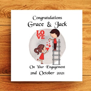 Felicitaciones, está comprometido, tarjeta de felicitación para hija y yerno, linda tarjeta de compromiso para pareja personalizada