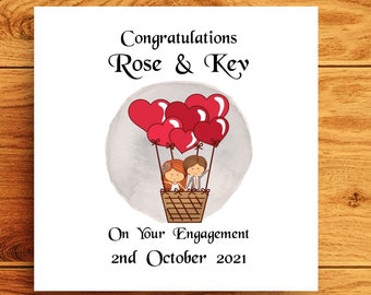 Congratulations engagement card for a couple which is personalised, Congrats on your engagement card Personalised