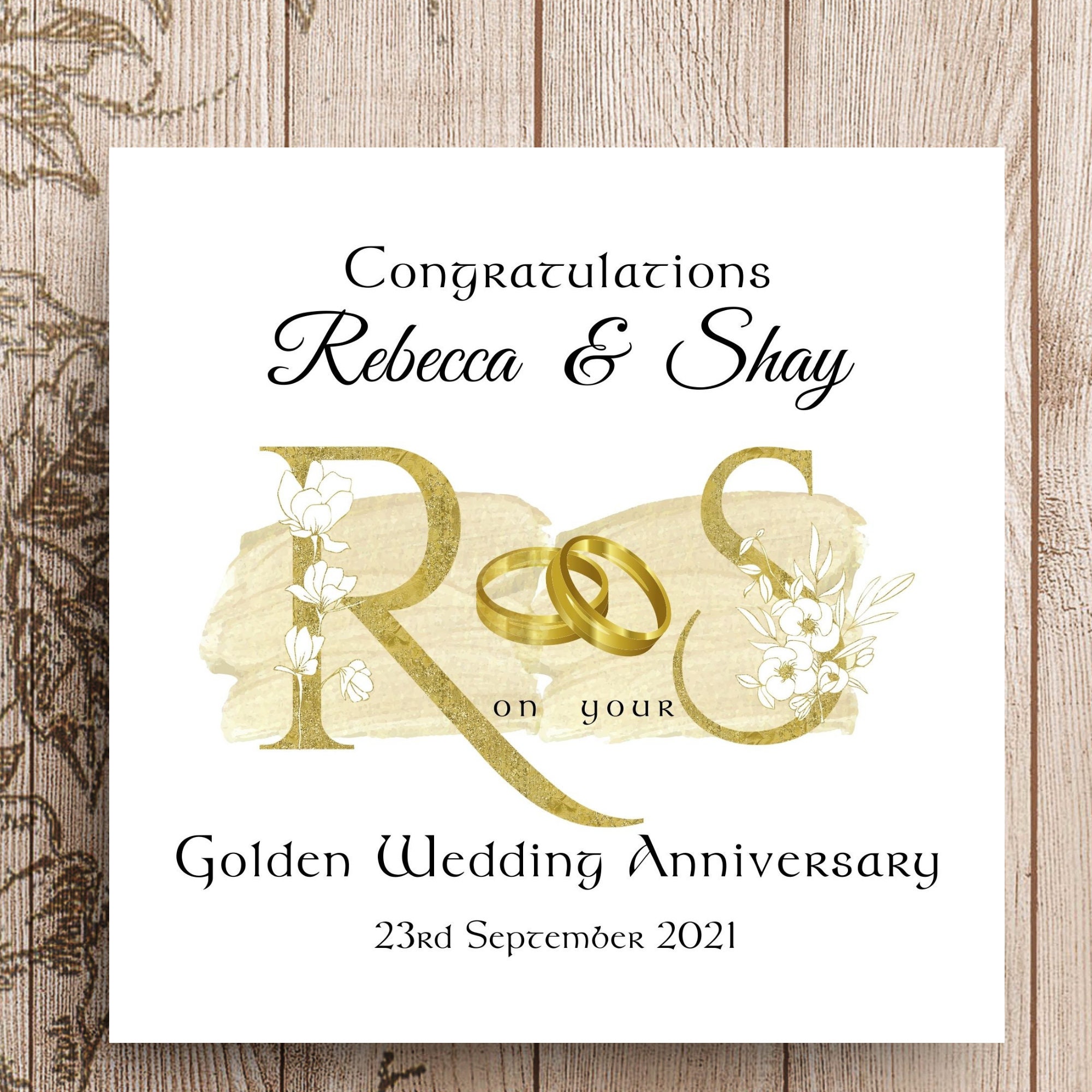 Biglietto 50° Anniversario Matrimonio Oro, Personalizzato Per Mamma E Papà, Fatto A Mano UK