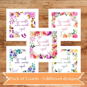 Floral Thank You card in Irish Language, Go raibh maith agat card, Go raibh mile maith agat carta as gaeilge handmade in Ireland