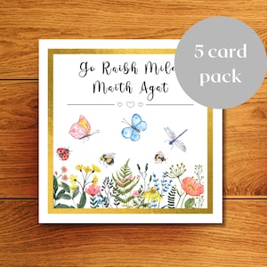 Thank You card Pack of 5 in Irish Language, Go raibh maith agat card Pkt of 5, Go raibh mile maith agat carta as gaeilge handmade in Ireland