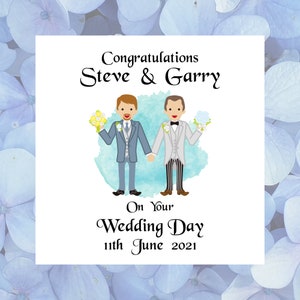 Carte gay Wedding Day personnalisée faite à la main en Irlande pour deux mariés M. &Mr Félicitations