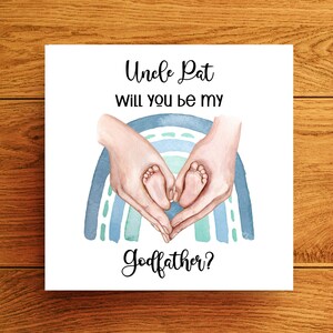 Carta di proposta del padrino personalizzata con i piedi del bambino, sarai la mia carta di padrino personalizzata, carta di proposta del padrino personalizzata