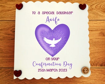 Confirmation Card for Daughter Personalised, Congrats Granddaughter, Goddaughter or Niece Girl Confirmation Card Handmade in Ireland