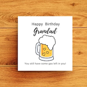 Divertente biglietto di compleanno del nonno con birra o bicchiere pinta, biglietto di compleanno per il nonno fatto a mano in Irlanda