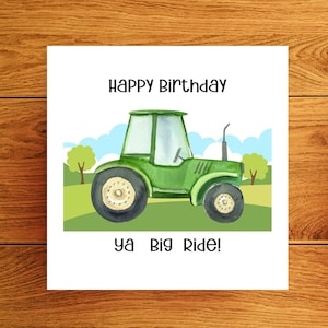 Carte d'anniversaire pleine d'esprit pour agricultrice avec tracteur Ya Big Ride, carte d'anniversaire irlandaise drôle et grossière faite main en Irlande