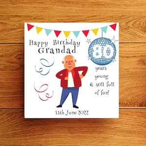 Carte d'anniversaire personnalisée amusante pour un homme de 80 ans, votre père ou votre grand-père, danseur disco