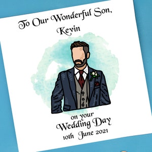 To My Son Wedding Day Card una carta personalizzata per nostro figlio da genitori madre e padre fatta a mano in Irlanda
