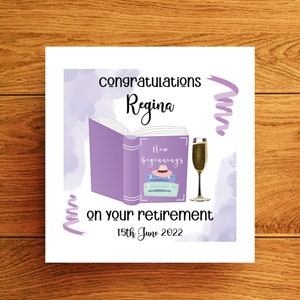 Pretty Purple Retirement Card per donne personalizzata per il tuo collega, migliore amica, mamma o zia fatta a mano in Irlanda