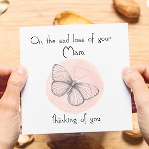 Désolé pour votre perte, ma mère ou ma mère pense à vous, carte de sympathie papillons