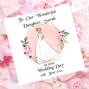 Tarjeta especial para el día de la boda de nuestra hija, personalizada para mi hija por sus padres, hecha a mano en Irlanda