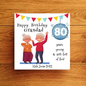 Personalised Funny Birthday Card for 80th year old male your Dad or Grandad a disco dancer