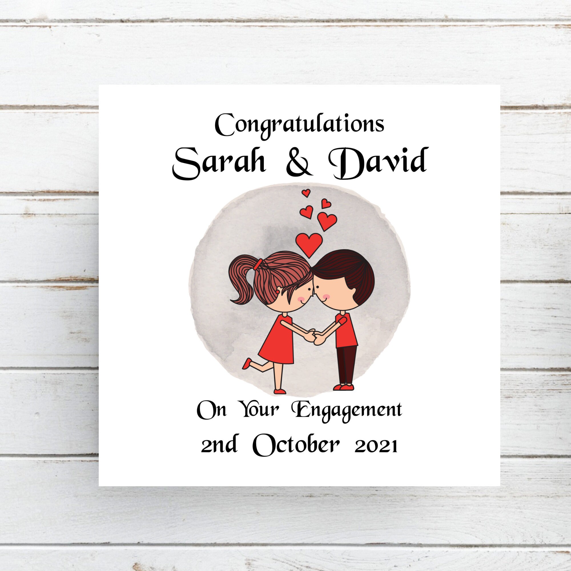 Cute Engagement Card for Your Daughter and Future Son in Law, Personalised Congratulations for