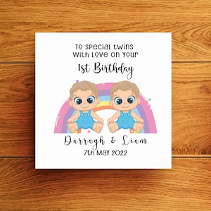 Tarjeta de cumpleaños personalizada para gemelos, juego de tarjetas de cumpleaños para niñas o gemelos, niña y niño.