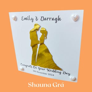 Irische Hochzeit 3D Karte für Ihren Sohn, Tochter, besten Freund oder ein besonderes Paar mit einem Gold Silhoutte Paar handgefertigt in Irland.