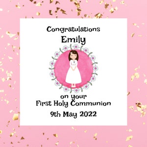 Tarjeta de Primera Comunión para Niña Personalizada, Felicitaciones Hija, Nieta o Sobrina Tarjeta de Comunión Hecha a Mano en Irlanda