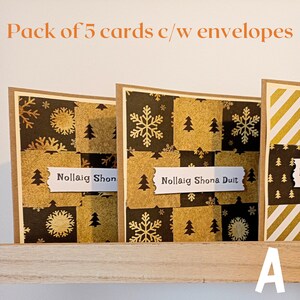 Nollaig Shona Duit Cards Pkt 5, Tarjetas de Navidad en idioma irlandés Paquete de 5, Tarjetas irlandesas de lujo hechas a mano Carta as gaeilge A través del paquete de millas