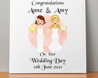 Lesbian Wedding Card Personalised, Wedding cards for lesbian marriage, Lesbian sister wedding card
